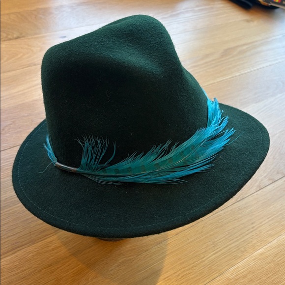 Eugenia Kim Fedora 100% Wool Green Peacock Hat Size Medium - Picture 2 of 7